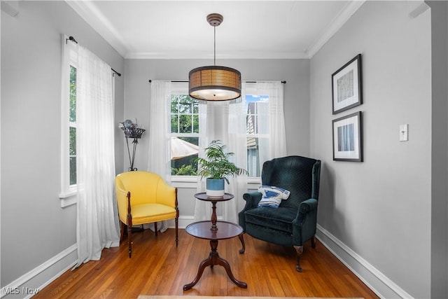 3280 Glencairn Rd, Shaker Heights, OH 44122 - living area featuring wood finished floors, baseboards, and crown molding