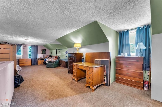 459 Lloyd Rd, Euclid, OH 44132 - carpeted bedroom with a textured ceiling and lofted ceiling