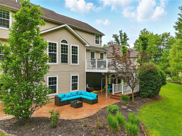 3425 Eryn Pl, Hudson, OH 44236 - back of house with outdoor lounge area, a patio area, a wooden deck, and a yard