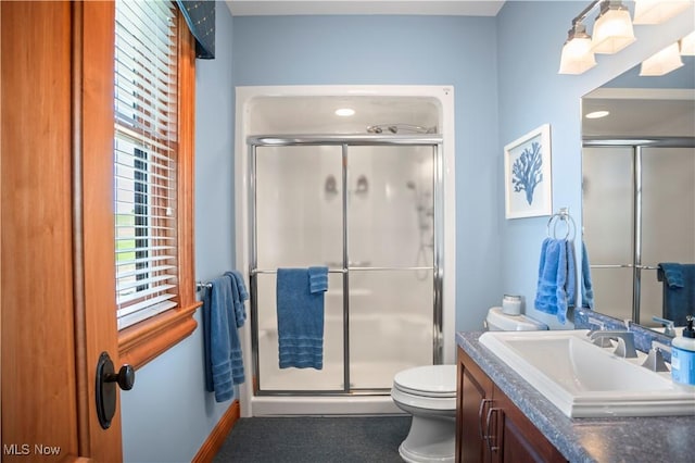 9627 State Route 152, Richmond, OH 43944 - full bathroom featuring toilet, vanity, and a shower stall