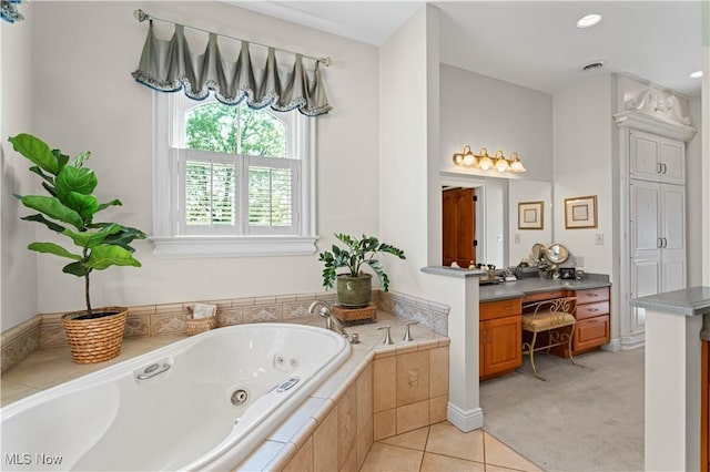 9627 State Route 152, Richmond, OH 43944 - full bath featuring vanity, a jetted tub, and tile patterned flooring