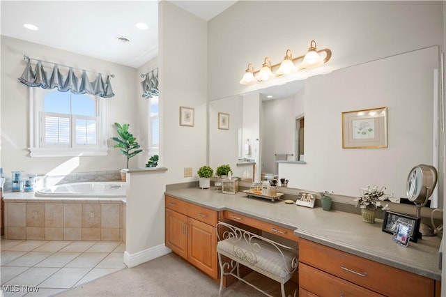 9627 State Route 152, Richmond, OH 43944 - bathroom with a garden tub, vanity, and tile patterned flooring
