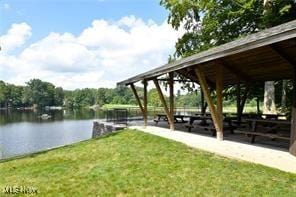 17682 Eastbrook Trl, Chagrin Falls, OH 44023 - view of community featuring a gazebo, a yard, and a water view