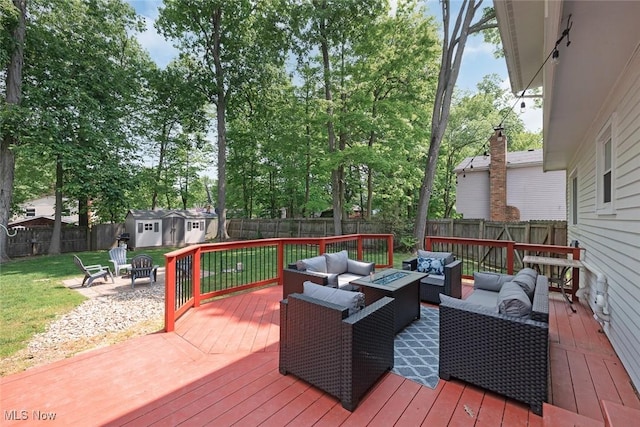 425 Woodlake Dr, Medina, OH 44256 - wooden terrace with an outdoor living space with a fire pit
