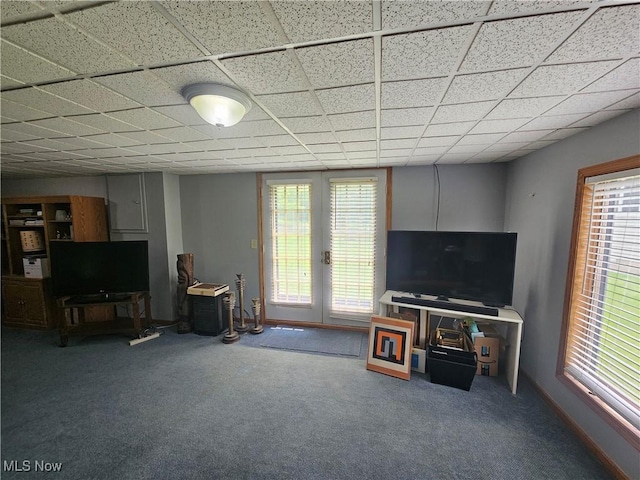 6671 Queens Way N, Royalton, OH 44133 - living area featuring french doors, plenty of natural light, and carpet flooring