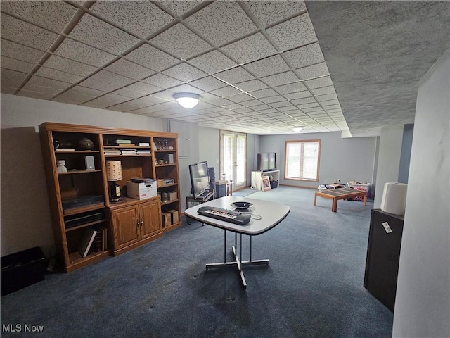 6671 Queens Way N, Royalton, OH 44133 - game room featuring dark colored carpet and a paneled ceiling