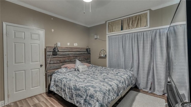 21 E Maple Ave, New Concord, OH 43762 - bedroom with ornamental molding, wood finished floors, and a ceiling fan
