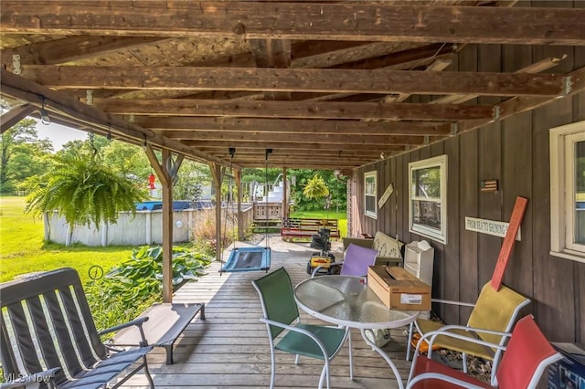 9708 Harrison Rd, Wakeman, OH 44889 - deck featuring outdoor dining space