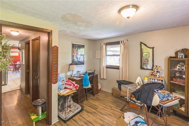 9708 Harrison Rd, Wakeman, OH 44889 - office space featuring wood finished floors, a textured ceiling, and baseboards