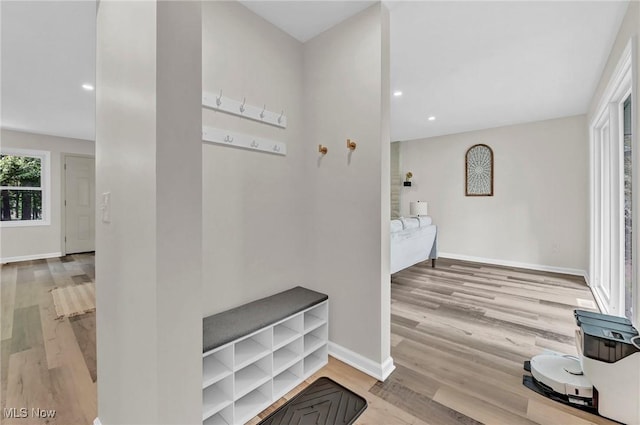 5679 Wilson Mills Rd, Highland Heights, OH 44143 - mudroom with wood finished floors, baseboards, and recessed lighting