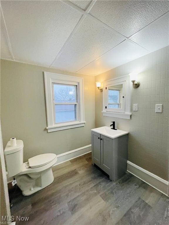 2511 4th St NW, Canton, OH 44708 - bathroom with toilet, wood finished floors, vanity, and plenty of natural light