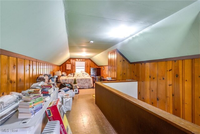 3985 Etter Rd, Mogadore, OH 44260 - bedroom with lofted ceiling and wooden walls