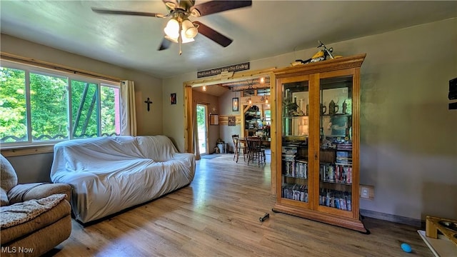 498 County Road 28, Steubenville, OH 43952 - living room with a ceiling fan and wood finished floors