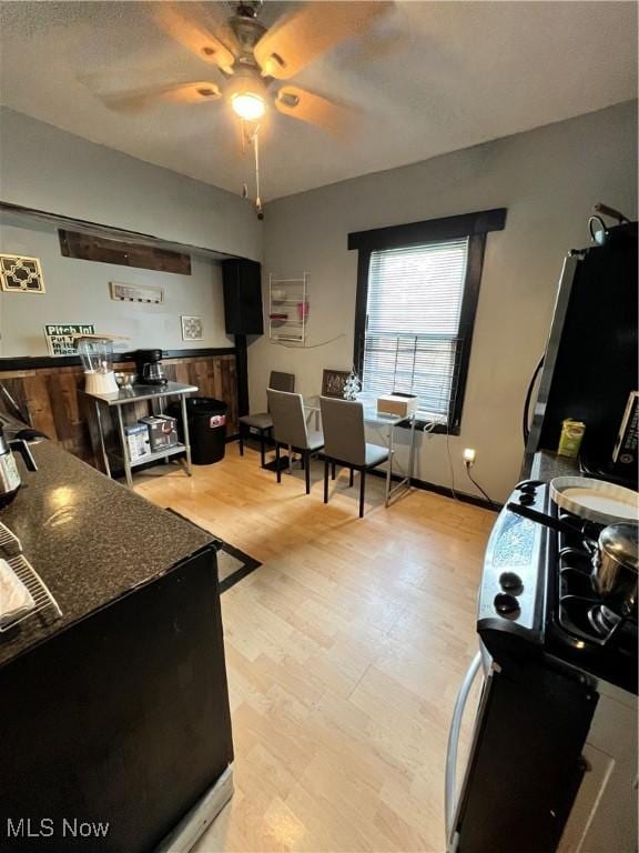 3524 E 139th St, Cleveland, OH 44120 - kitchen featuring a ceiling fan and light wood-type flooring