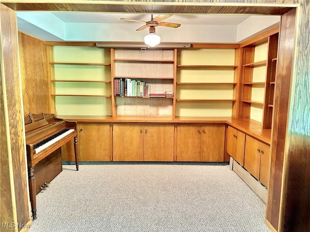15959 Ridge Rd, North Royalton, OH 44133 - unfurnished office featuring a baseboard heating unit, a ceiling fan, and light carpet
