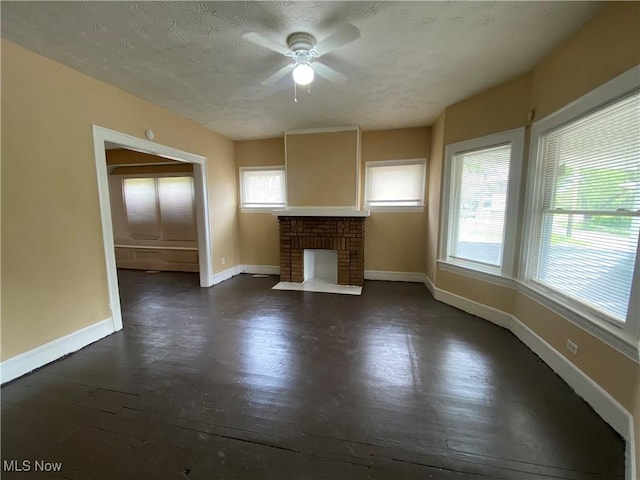3454 E 118th St, Cleveland, OH 44120 - unfurnished living room with ceiling fan, baseboards, and dark wood-style flooring