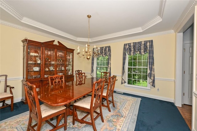 304 Fox Way, Chagrin Falls, OH 44022 - dining room with a chandelier, ornamental molding, and baseboards