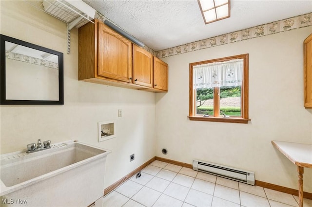 43628 Crestview Rd, Columbiana, OH 44408 - washroom with a baseboard heating unit, hookup for a washing machine, cabinet space, hookup for an electric dryer, and baseboards