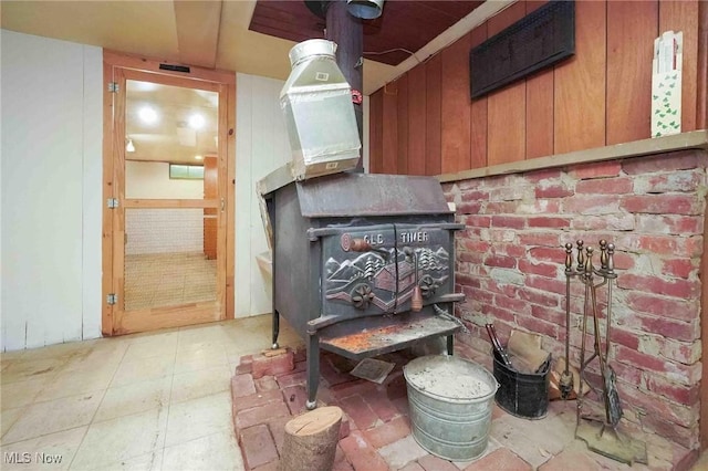 18373 Bentwood Dr, Doylestown, OH 44230 - detailed view of a wood stove and wooden walls