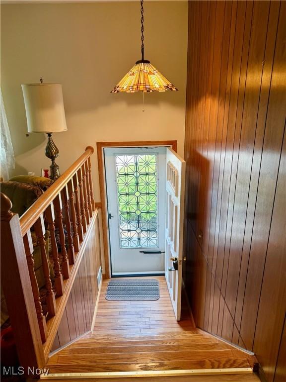 904 Donegal Dr W, Follansbee, WV 26037 - foyer entrance featuring wood finished floors and wood walls