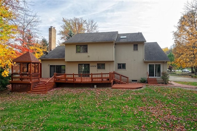 30965 Woodall, Solon, OH 44139 - rear view of property with a gazebo, a chimney, a yard, and a deck