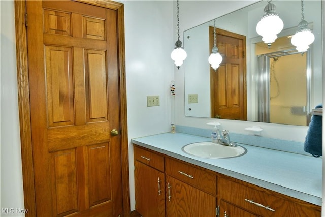 6739 Stewart Sharon Rd, Brookfield, OH 44403 - bathroom with vanity and a shower with shower door