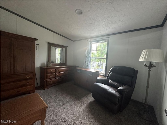 301 46th St SW, Canton, OH 44706 - sitting room with crown molding, carpet, and a textured ceiling