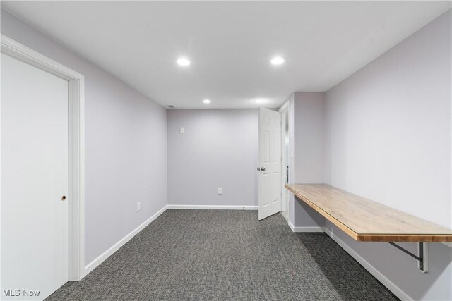 1892 Toepfer Rd, Akron, OH 44312 - finished basement featuring recessed lighting, baseboards, and dark carpet