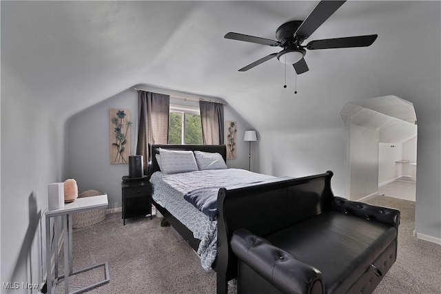 1094 Jessie Ave, Kent, OH 44240 - bedroom featuring carpet, lofted ceiling, baseboards, and ceiling fan