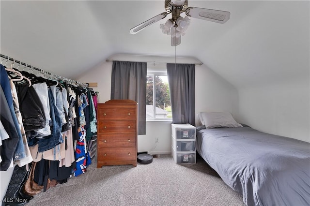 1094 Jessie Ave, Kent, OH 44240 - bedroom featuring vaulted ceiling, carpet flooring, and a ceiling fan