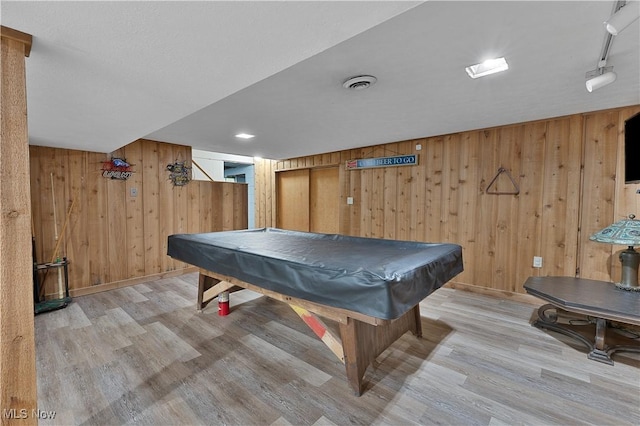 1094 Jessie Ave, Kent, OH 44240 - rec room featuring wood walls, light wood-style floors, billiards table, and baseboards
