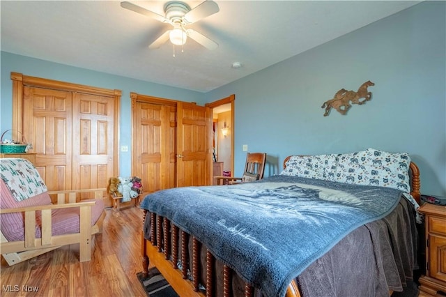 6165 Tyro St NE, Louisville, OH 44641 - bedroom with wood finished floors, multiple closets, and ceiling fan