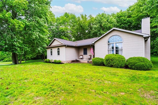 51406 Cornerstone Dr, Petersburg, OH 44454 - ranch-style home with a chimney and a front lawn