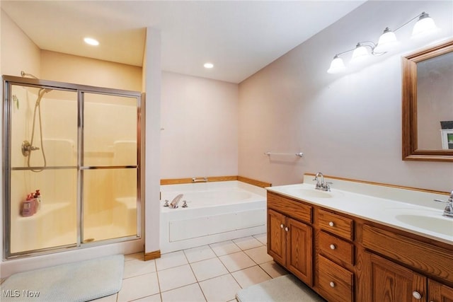 51406 Cornerstone Dr, Petersburg, OH 44454 - full bath featuring tile patterned floors, a bath, a stall shower, and double vanity