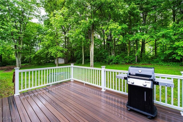 51406 Cornerstone Dr, Petersburg, OH 44454 - wooden terrace featuring a yard, area for grilling, and view of scattered trees