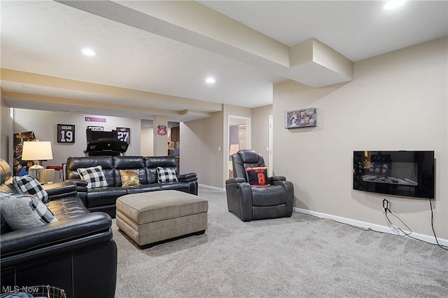 269 Brookledge Ln, Copley, OH 44321 - living area featuring carpet floors, baseboards, and recessed lighting