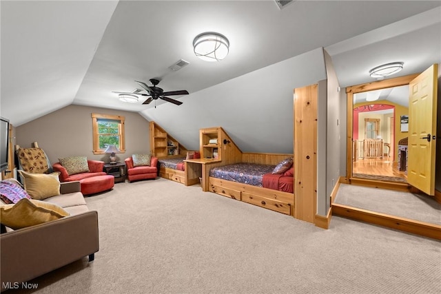 1350 Bell Rd, Chagrin Falls, OH 44022 - bedroom with vaulted ceiling, carpet, and a ceiling fan