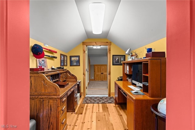 1350 Bell Rd, Chagrin Falls, OH 44022 - office area featuring light wood-type flooring and lofted ceiling