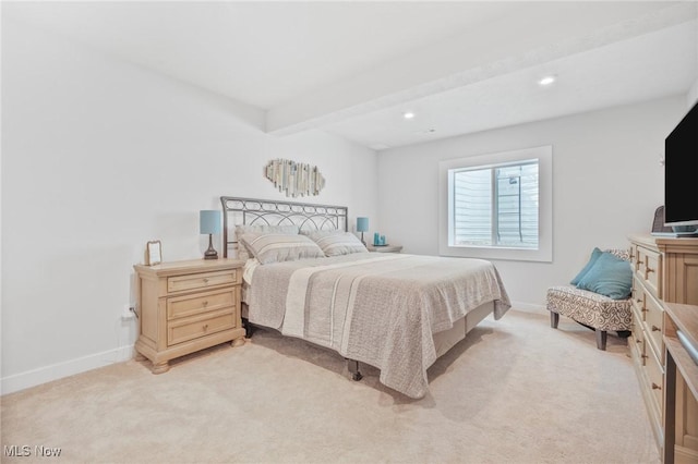 34655 N Legends Way, Grafton, OH 44044 - bedroom with light colored carpet, recessed lighting, and beamed ceiling