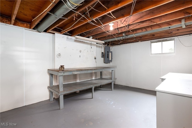 4855 Lake Dawn Dr, Medina, OH 44256 - below grade area with a workshop area and electric panel