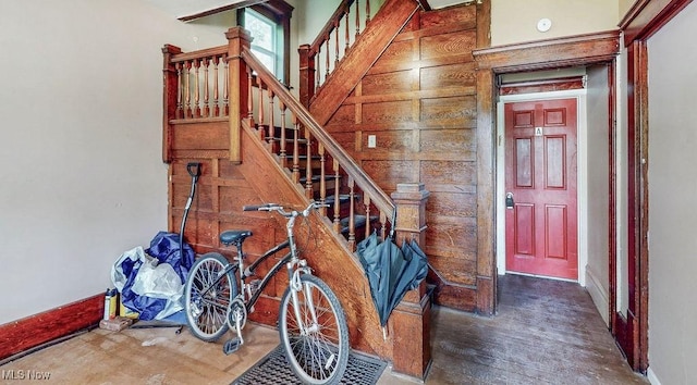 369 Cuyahoga St, Akron, OH 44310 - stairway featuring wood finished floors and baseboards