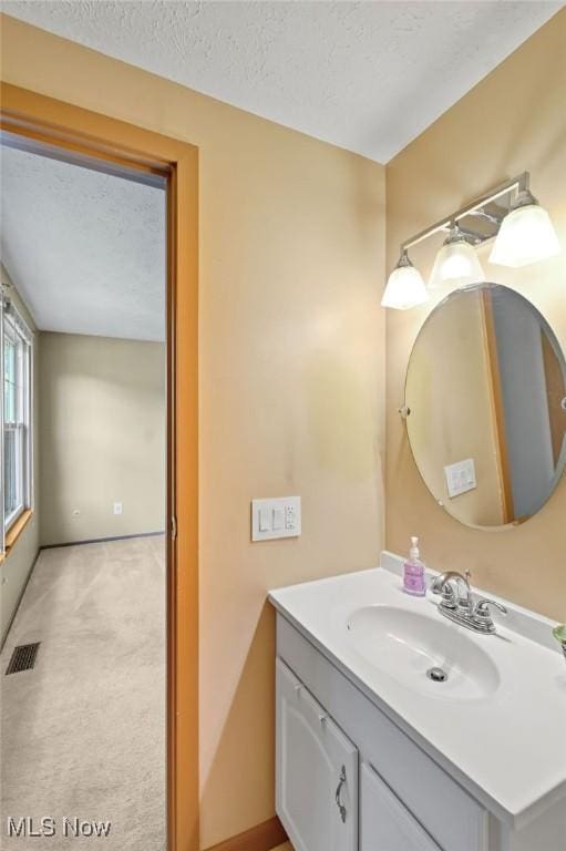 2610 Norton Rd, Stow, OH 44224 - bathroom featuring vanity, a textured ceiling, and baseboards