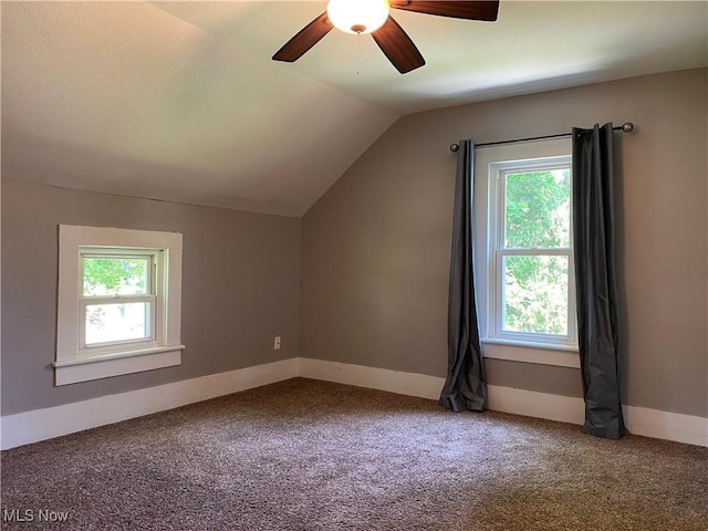 10919 Geib Ave NE, Hartville, OH 44632 - bonus room featuring carpet floors, healthy amount of natural light, lofted ceiling, a ceiling fan, and baseboards
