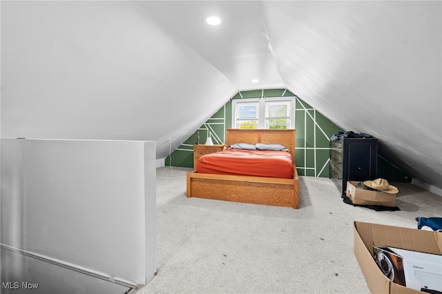 14520 Bayes Ave, Lakewood, OH 44107 - bedroom with vaulted ceiling, carpet flooring, and recessed lighting