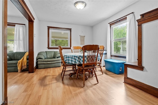 14520 Bayes Ave, Lakewood, OH 44107 - dining room featuring light wood-style flooring and a textured ceiling