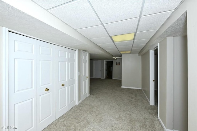 452 Herbert Rd, Akron, OH 44312 - hall with carpet floors, baseboards, and a paneled ceiling