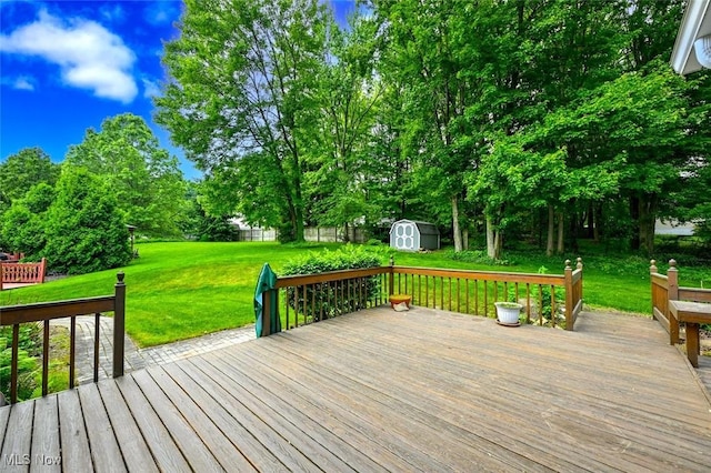452 Herbert Rd, Akron, OH 44312 - wooden terrace featuring a yard and view of scattered trees