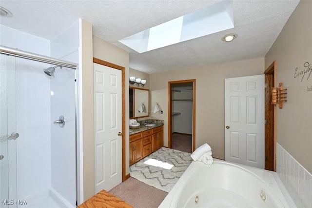 452 Herbert Rd, Akron, OH 44312 - full bathroom featuring a skylight, a stall shower, vanity, and a whirlpool tub