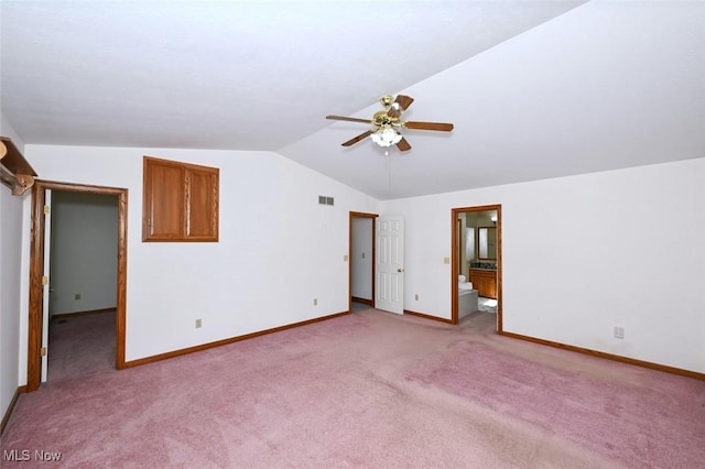 452 Herbert Rd, Akron, OH 44312 - unfurnished bedroom with vaulted ceiling, carpet floors, baseboards, and a ceiling fan