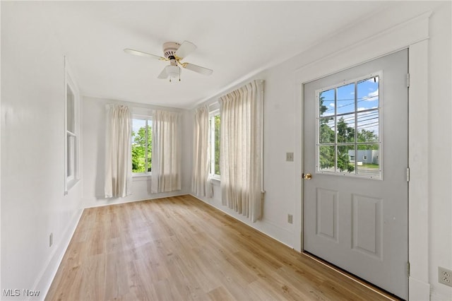 1372 W State St, Salem, OH 44460 - entryway with plenty of natural light, light wood-type flooring, a ceiling fan, and baseboards